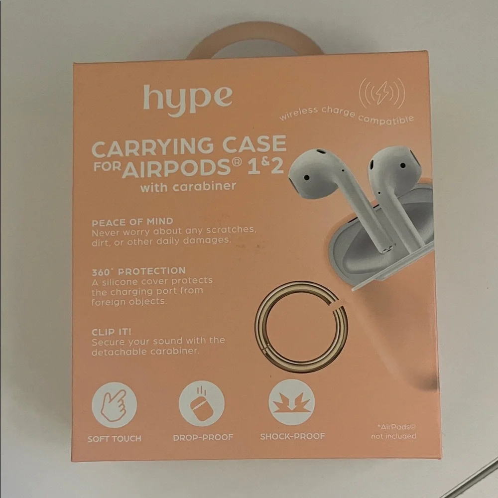 Hype Blush Pink AirPods Carrying Case with Gold Carabiner